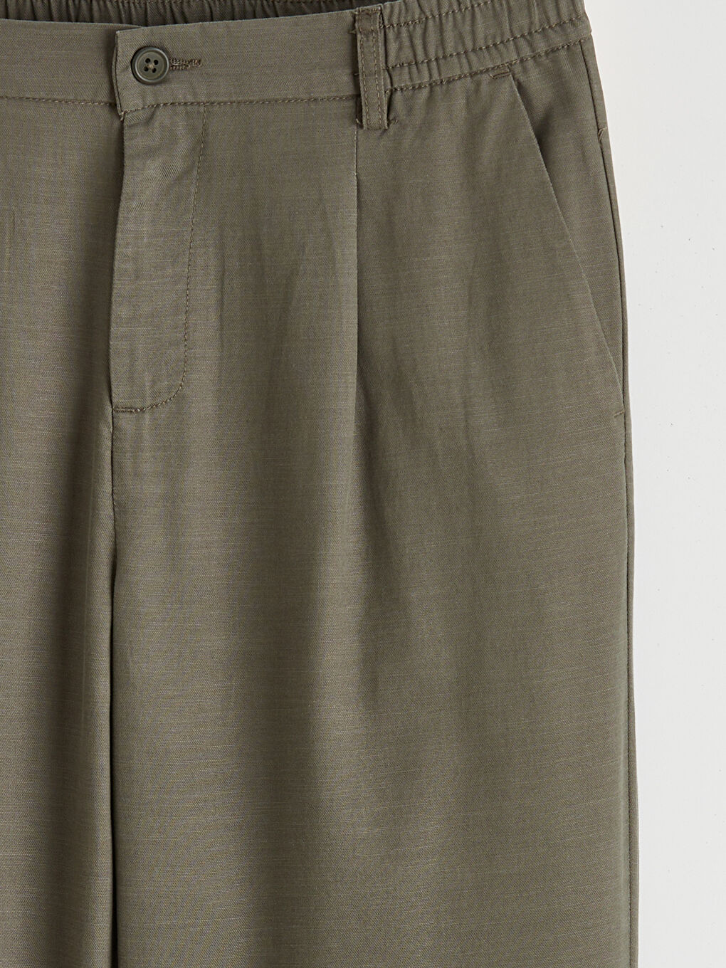 Haki Baggy Fit Erkek Pileli Pantolon-6