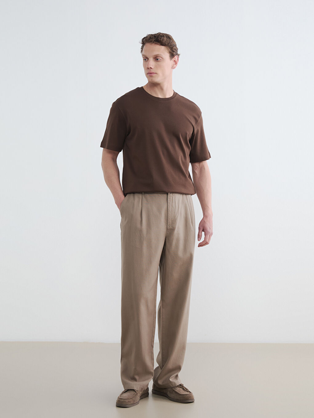 Bej Baggy Fit Erkek Pantolon-1