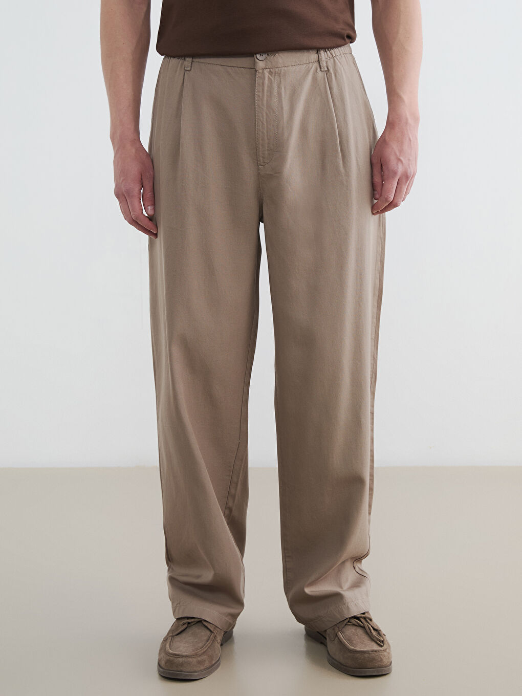 Bej Baggy Fit Erkek Pantolon-2