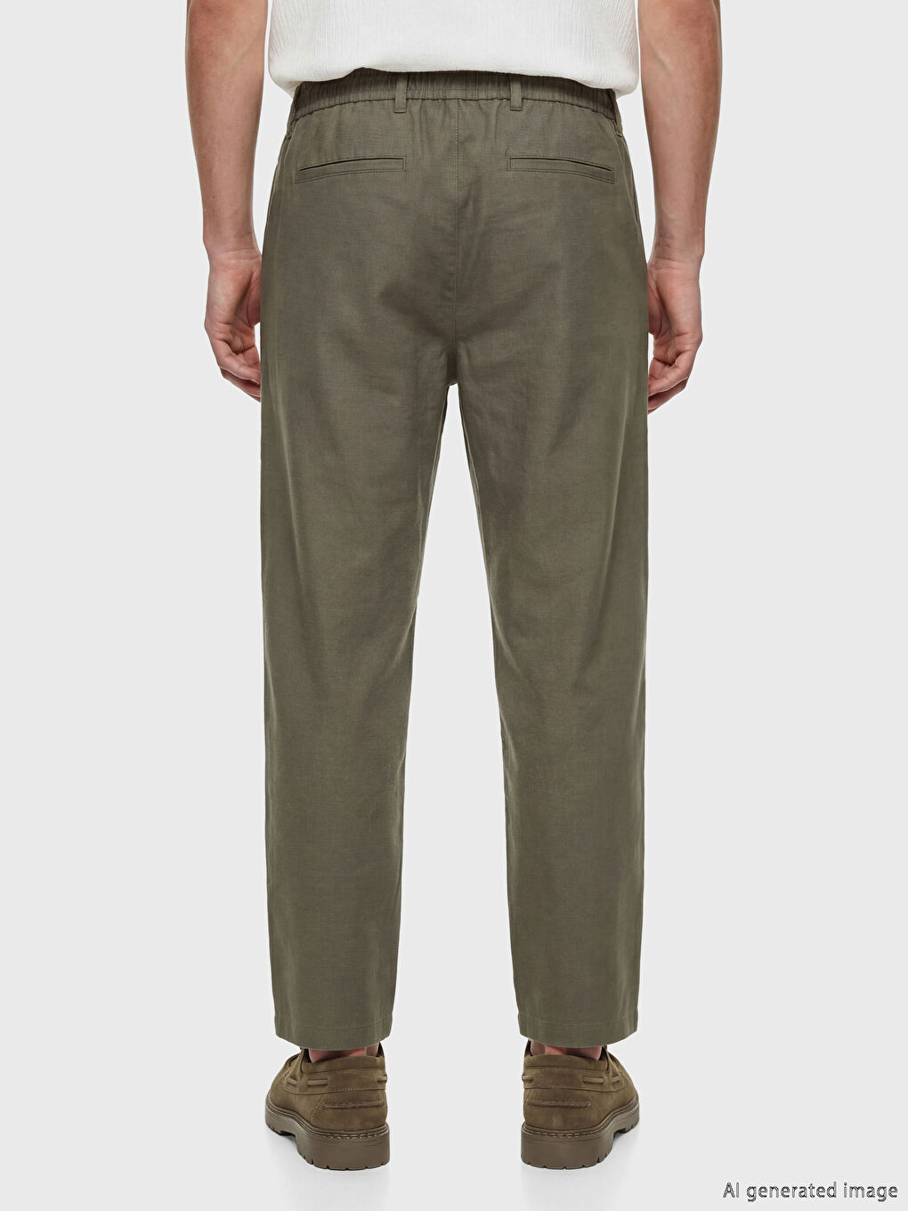 Haki Baggy Fit Erkek Pileli Pantolon-3