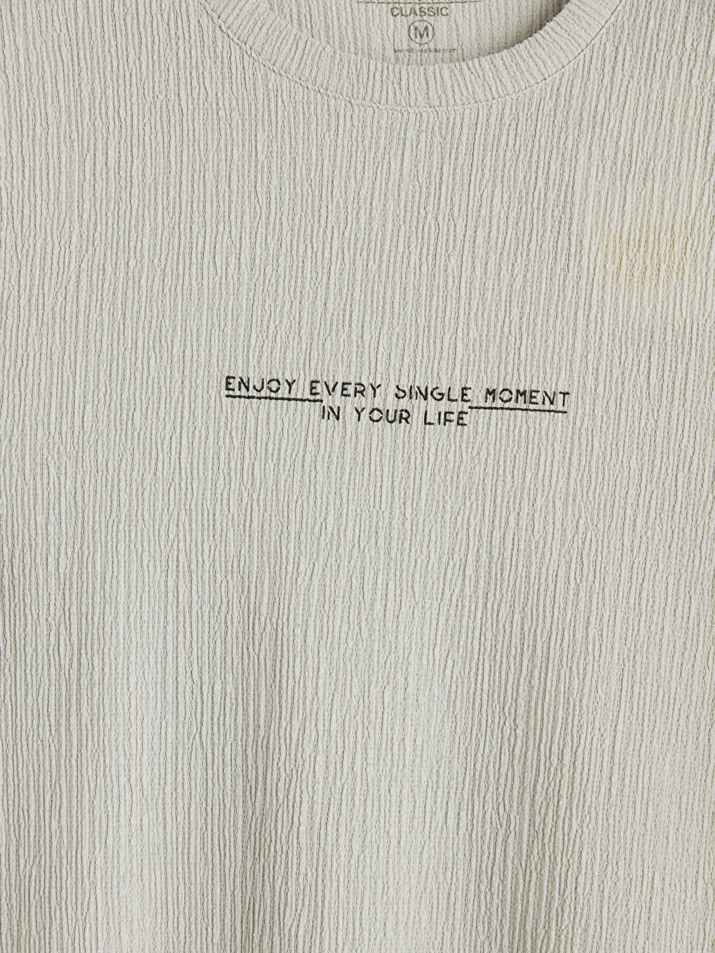 Gri Bisiklet Yaka Baskılı Erkek Tişört-2