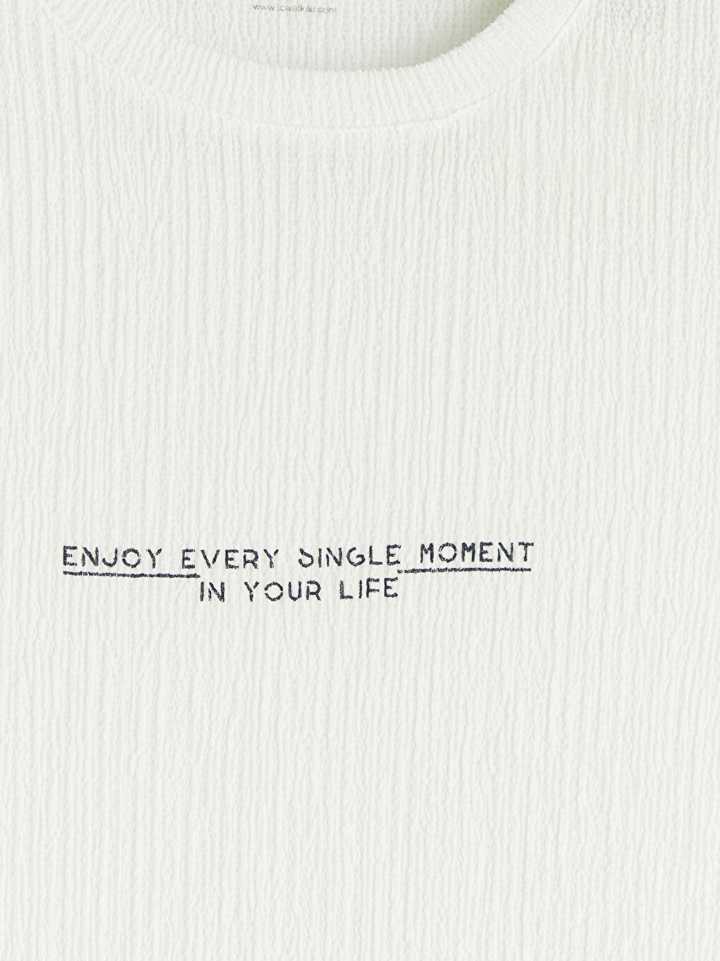 Ekru Bisiklet Yaka Baskılı Erkek Tişört-2