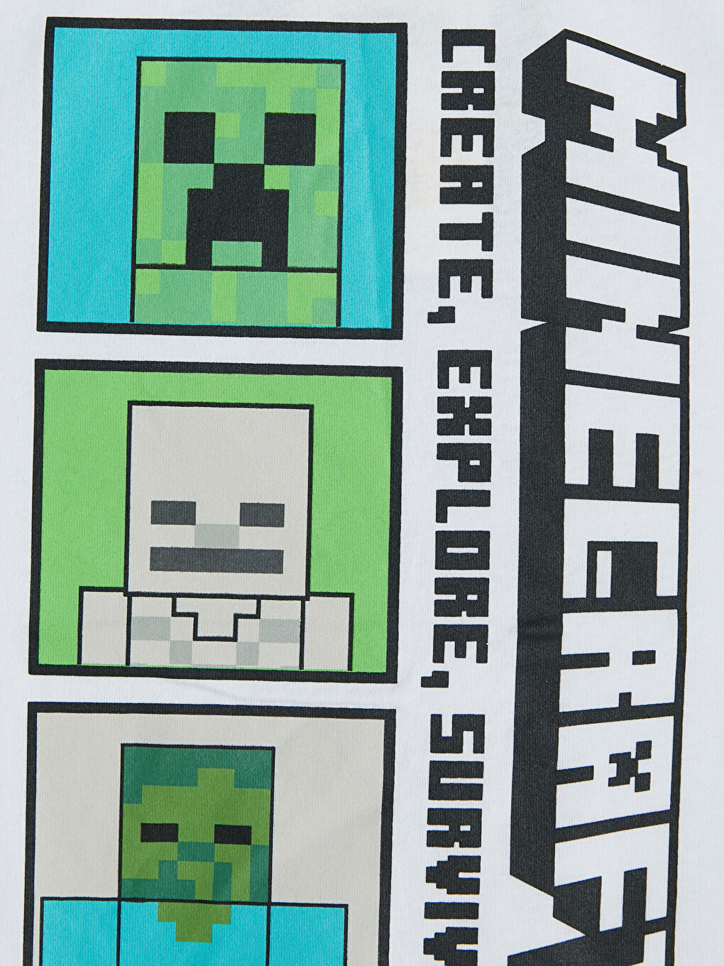 Beyaz Minecraft Baskılı Erkek Çocuk Atlet-1