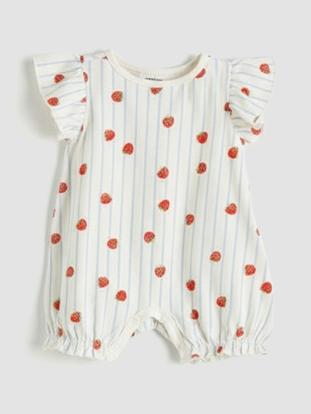 Ekru Fırfır Detaylı Kız Bebek Penye Tulum 2'li -1