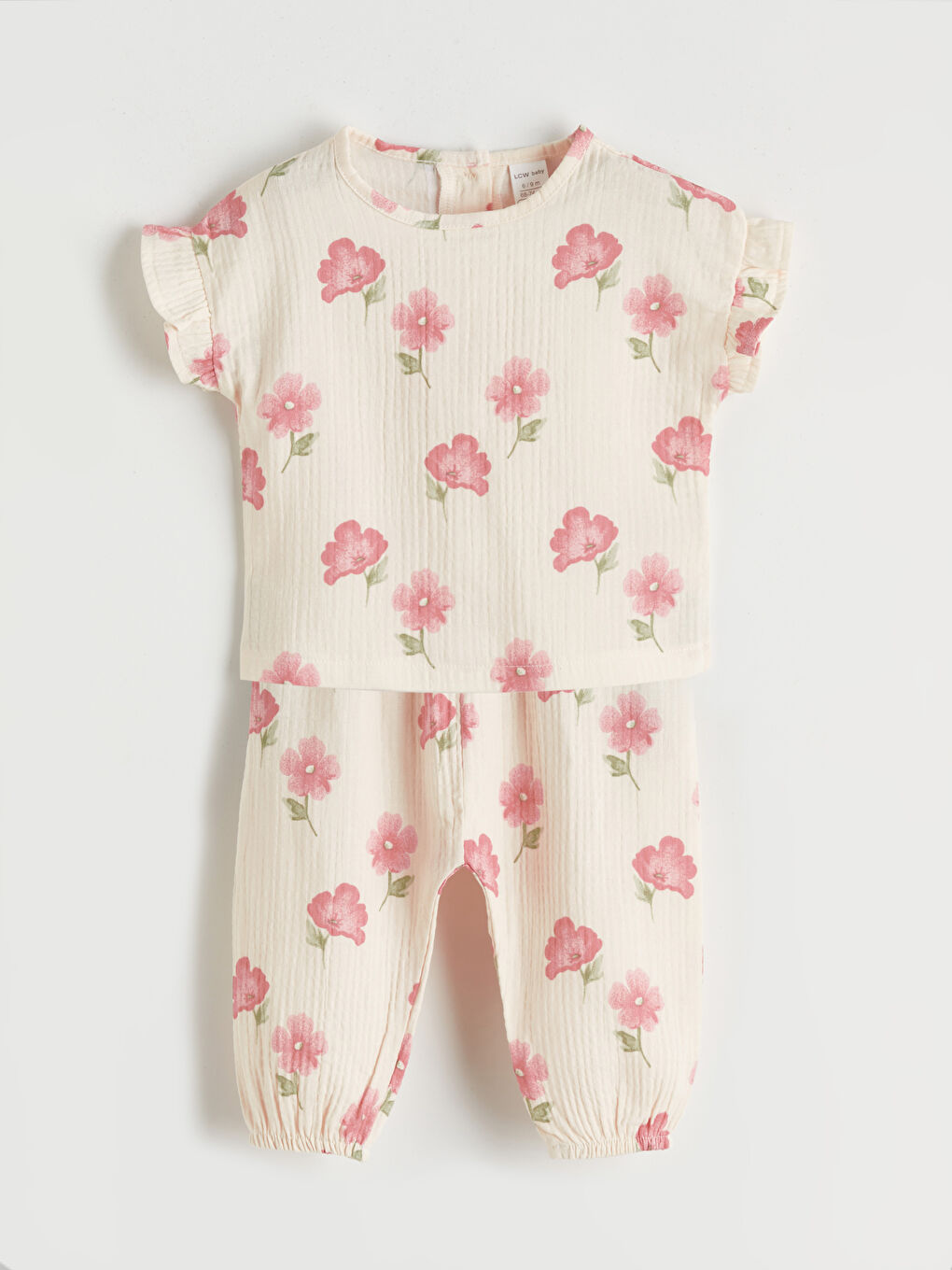 Floral Baby Girls' Muslin Blouse and Trousers-1