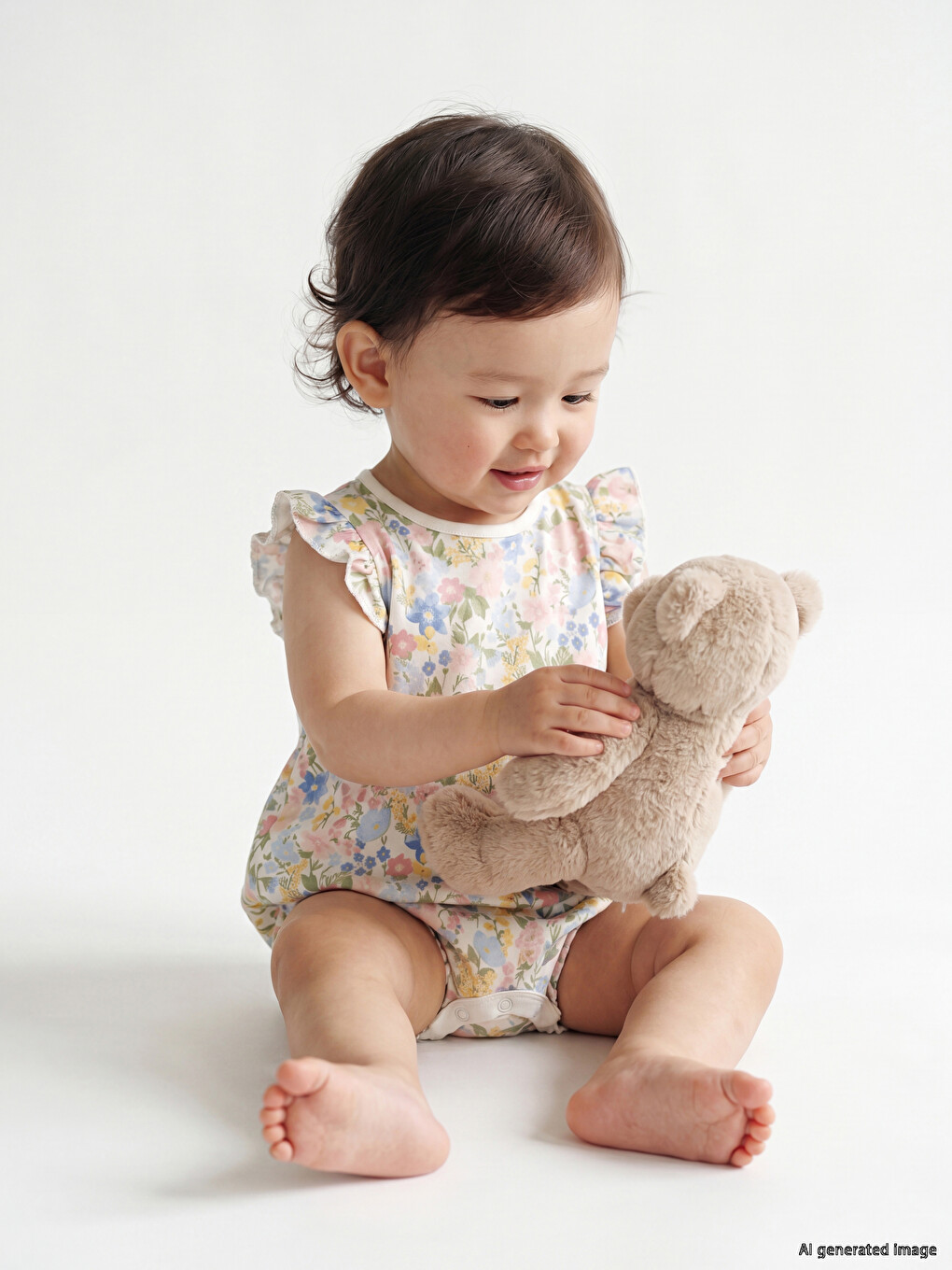 Two-Piece Floral Print Baby Girl Jersey Romper-1
