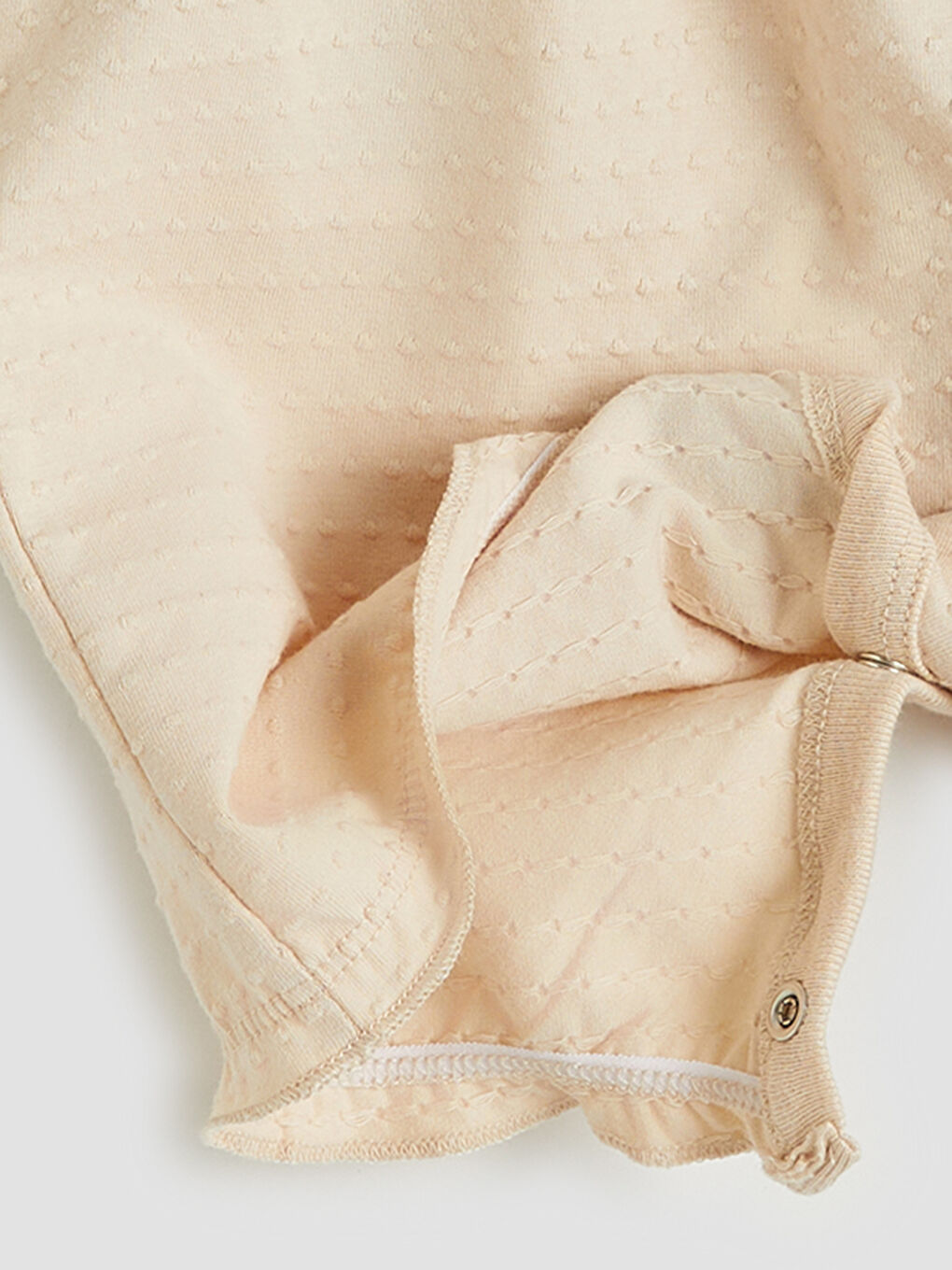 Bej Kız Bebek Penye Nakışlı Tulum-2