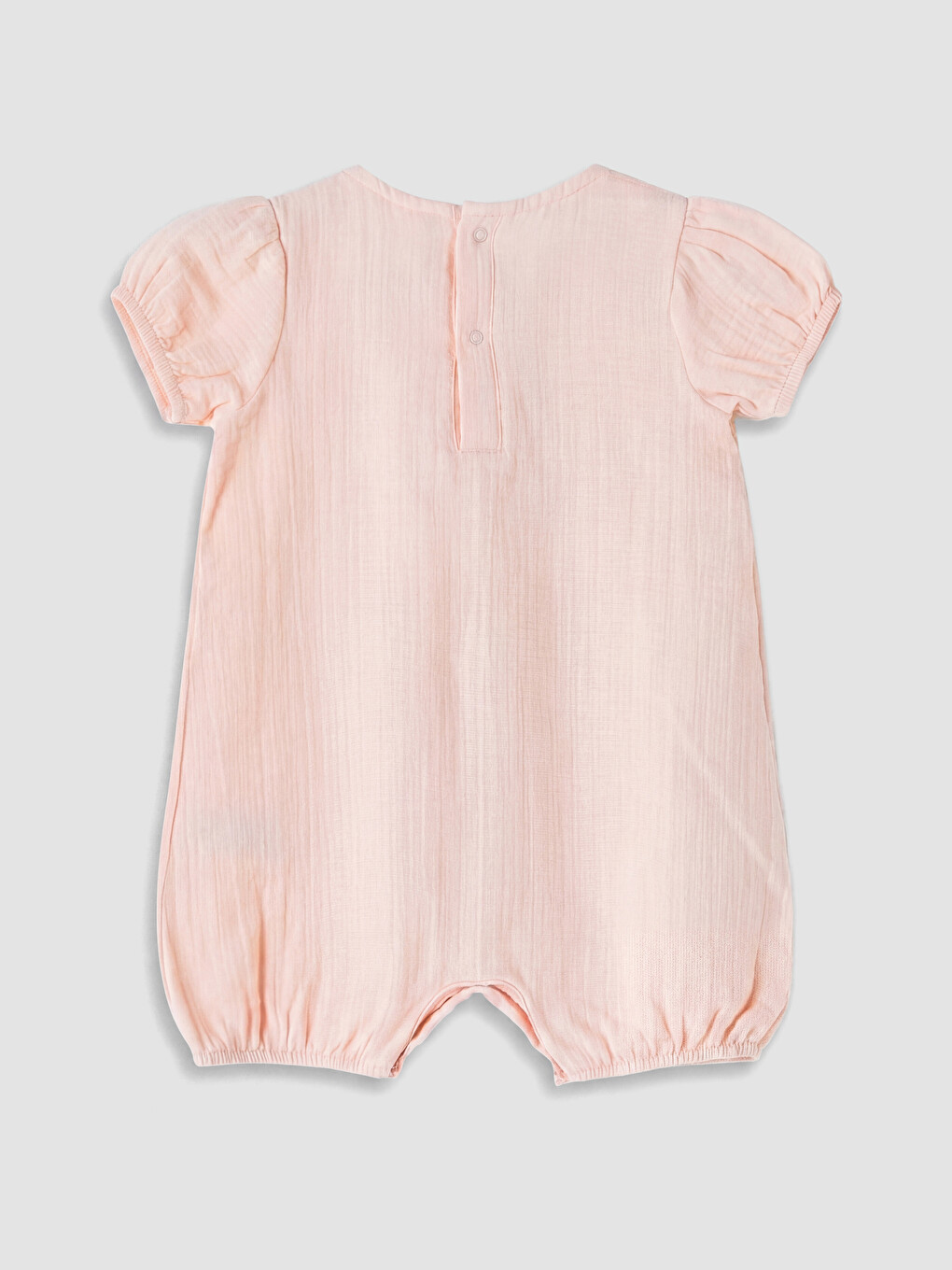 Pembe Fisto Detaylı Fırfırlı Kız Bebek Müslin Tulum-2