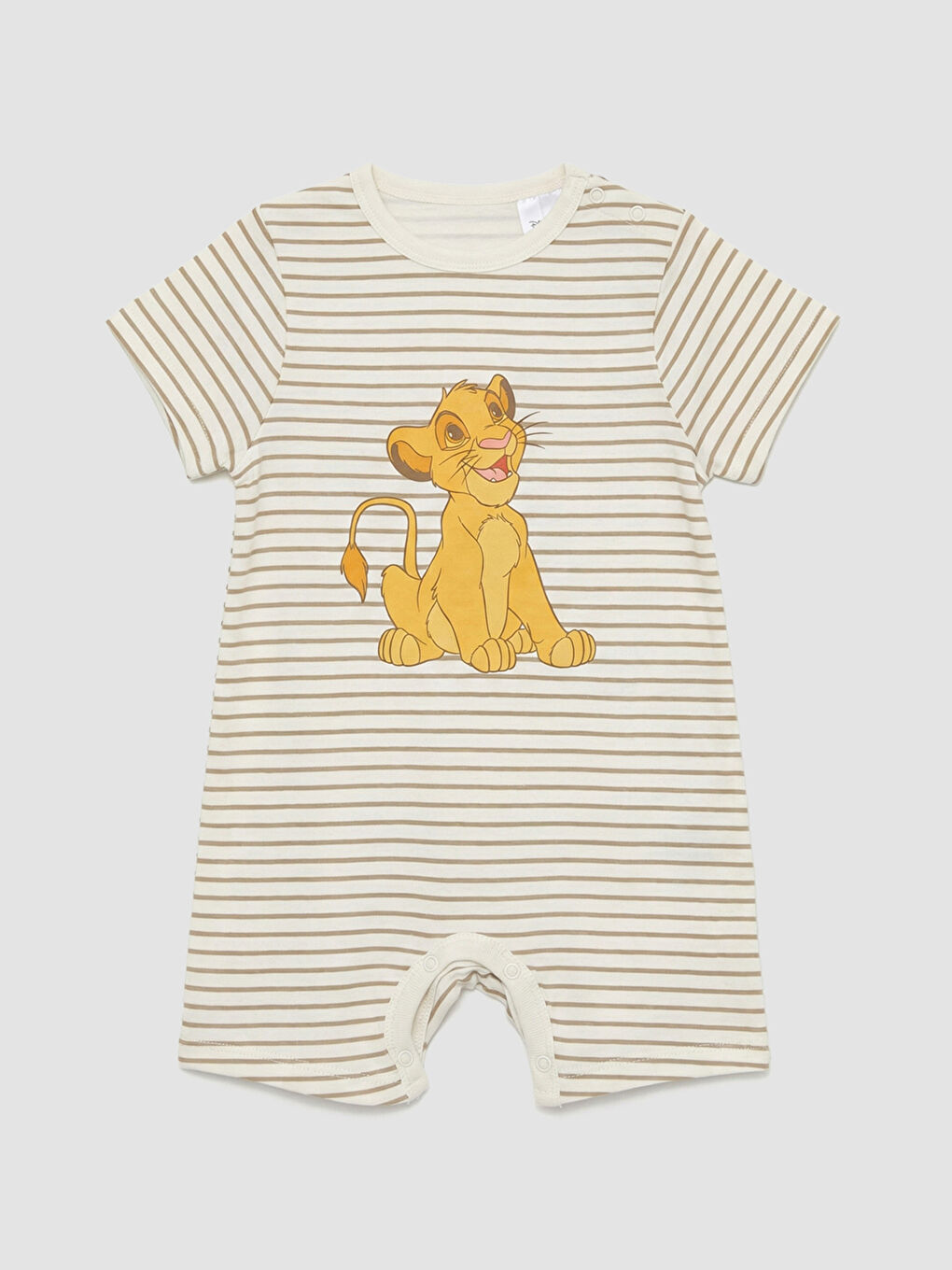 Ekru Aslan Kral ve Mickey Mouse Baskılı Bebek Tulum 2'li-1