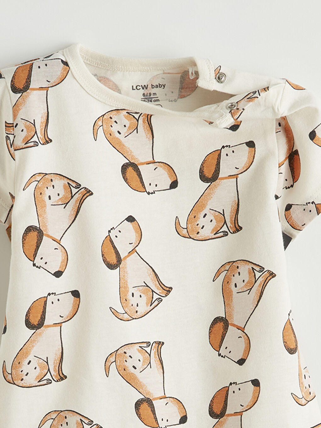 Ekru Kısa Kollu Erkek Bebek Tulum-1