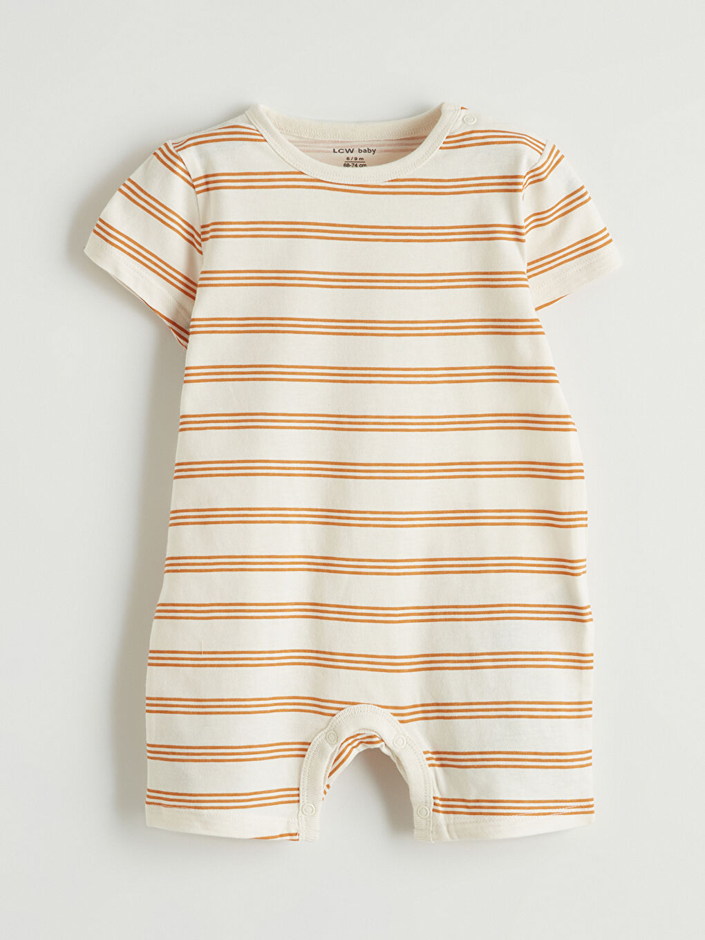 Ekru Bisiklet Yaka Baskılı Erkek Bebek Penye Tulum 3'lü -4