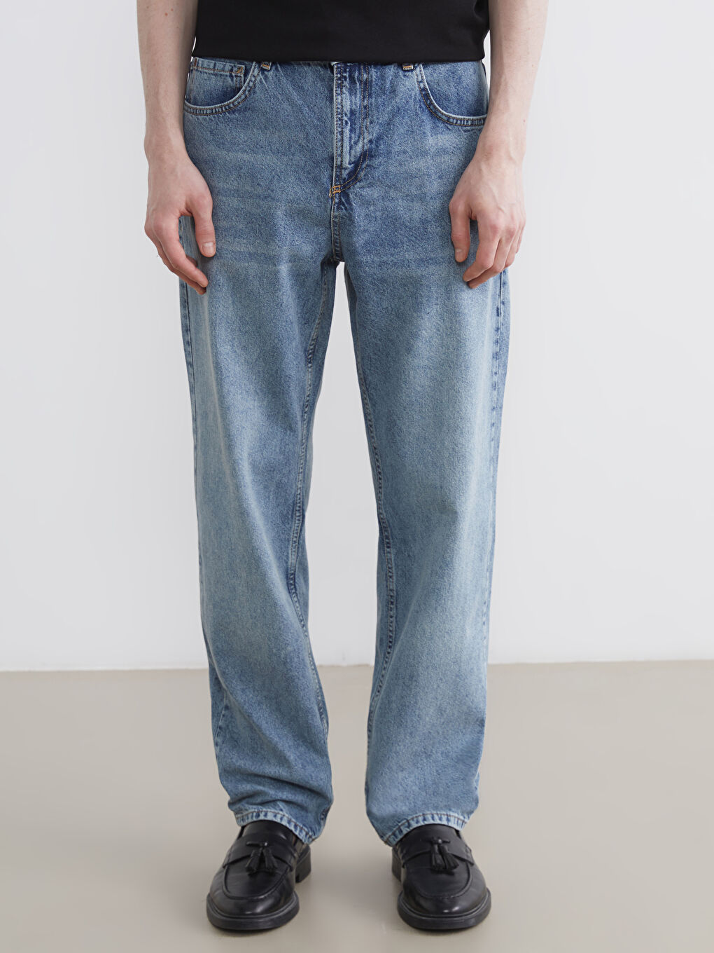 İndigo Baggy Fit Erkek Jean Pantolon-1