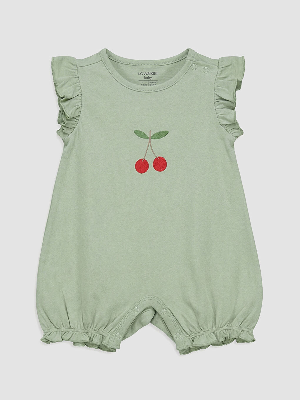 Ekru Kız Bebek Fırfırlı Penye Tulum 3'lü -1