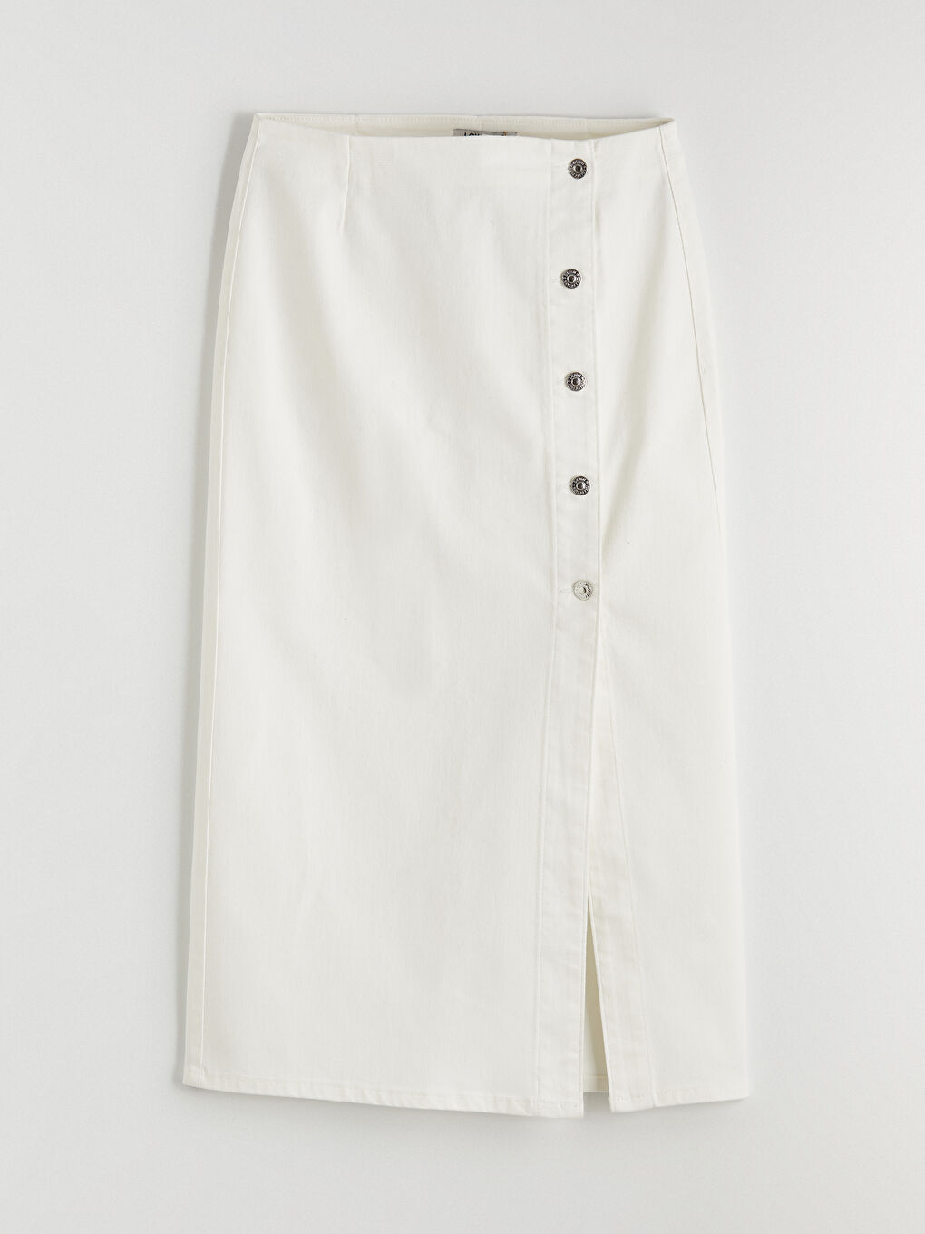 Dar Fit Yırtmaçlı Jean Etek-4