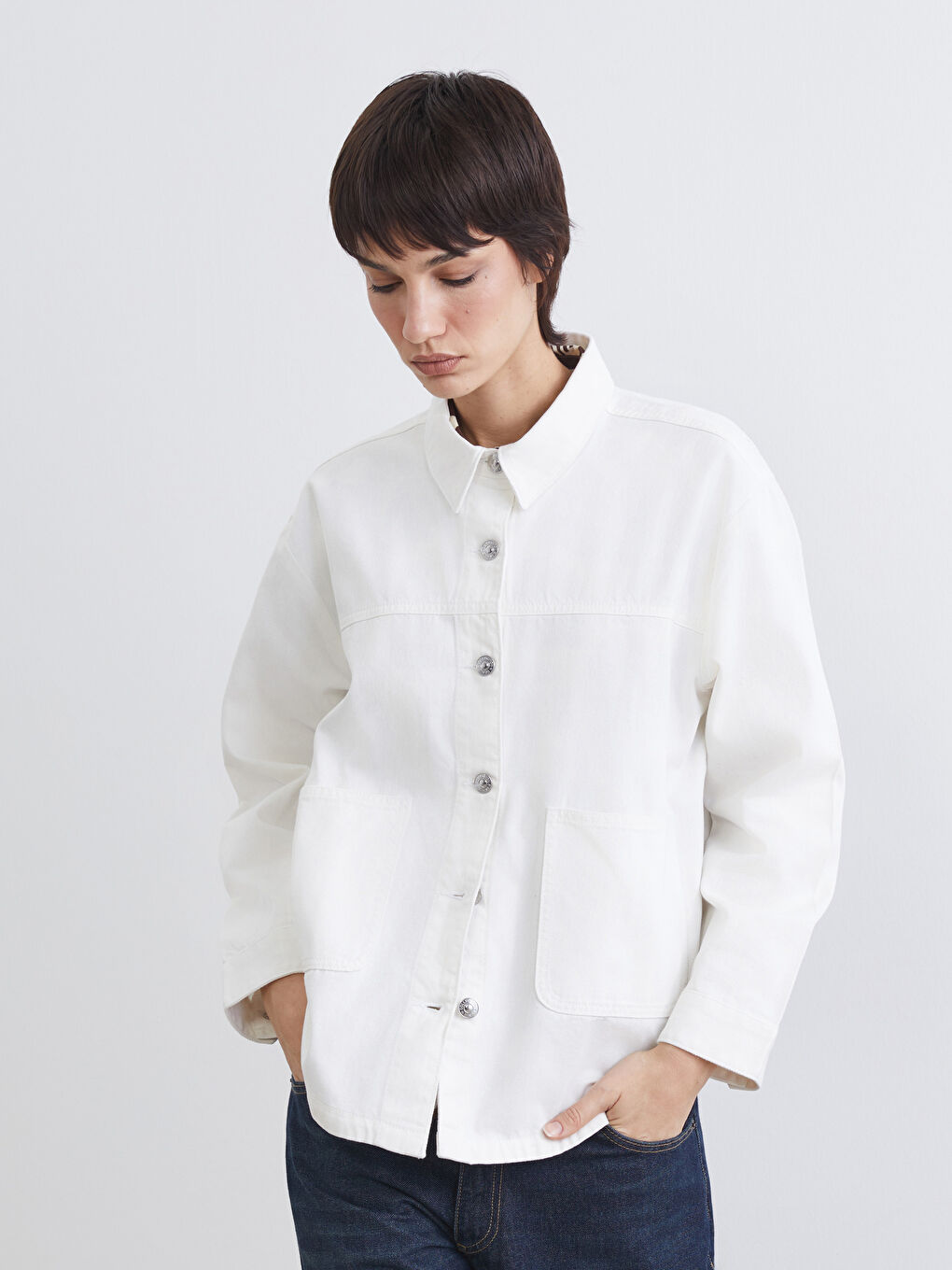 Oversize Women's Denim Look Overshirt