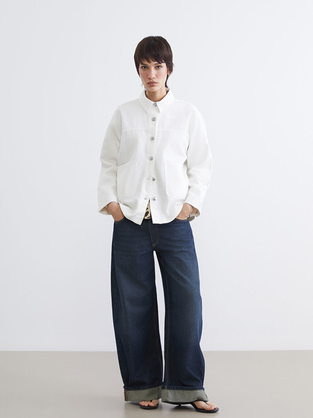 Oversize Women's Denim Look Overshirt-1