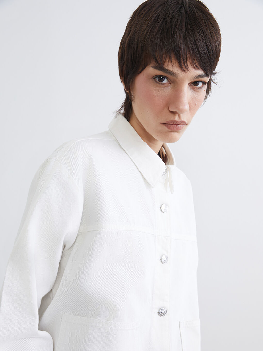 Oversize Women's Denim Look Overshirt-2