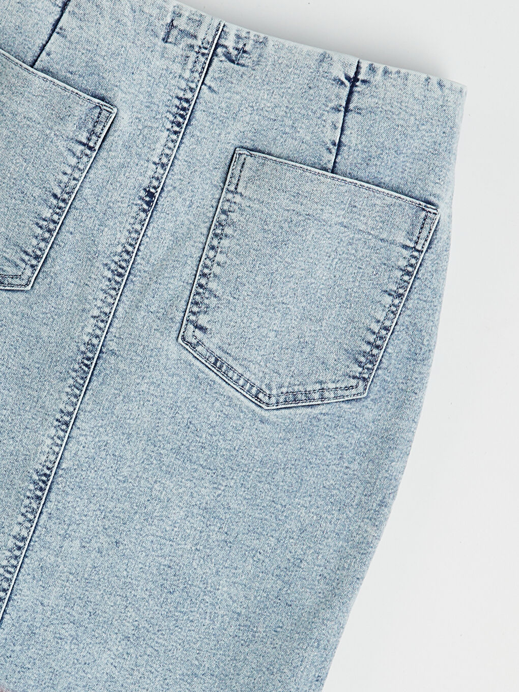 Dar Fit Yırtmaçlı Jean Etek-5