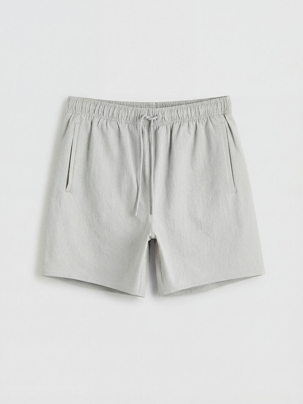 Gri Beli Lastikli Erkek Deniz Şortu