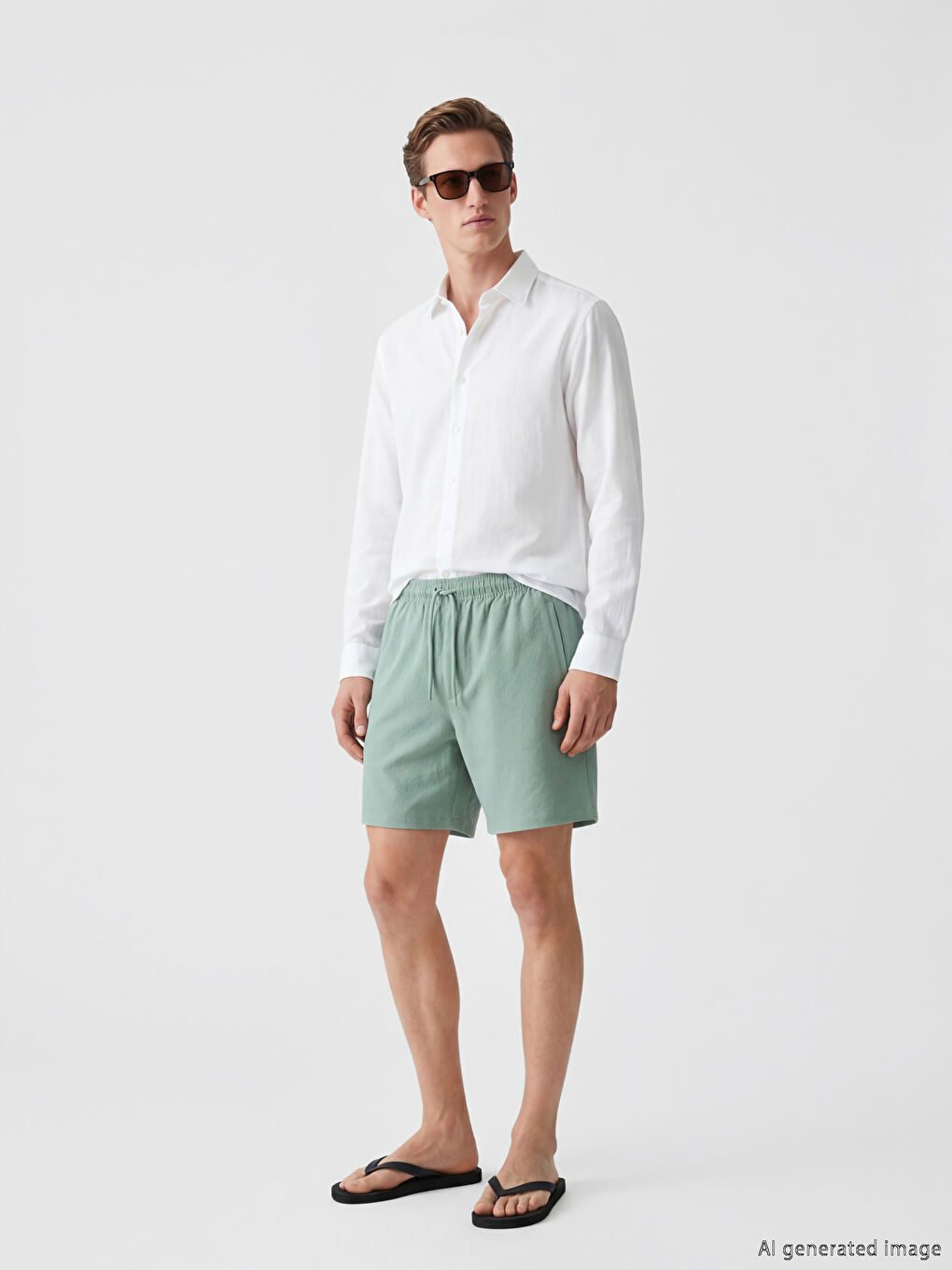 Yeşil Kısa Boy Erkek Deniz Şortu