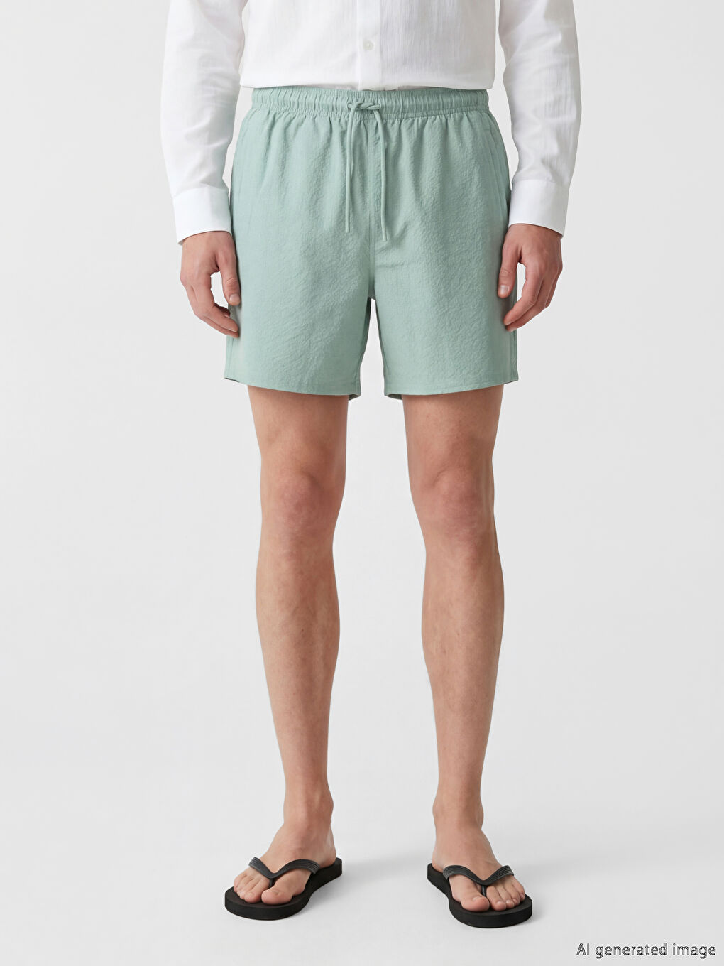 Yeşil Kısa Boy Erkek Deniz Şortu-1