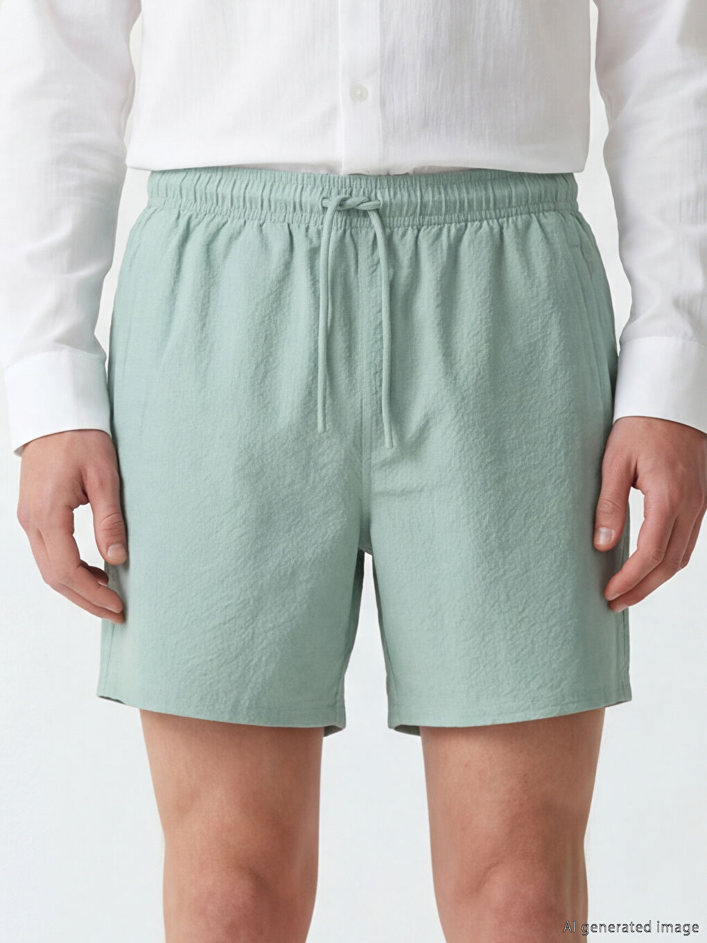 Yeşil Kısa Boy Erkek Deniz Şortu-2