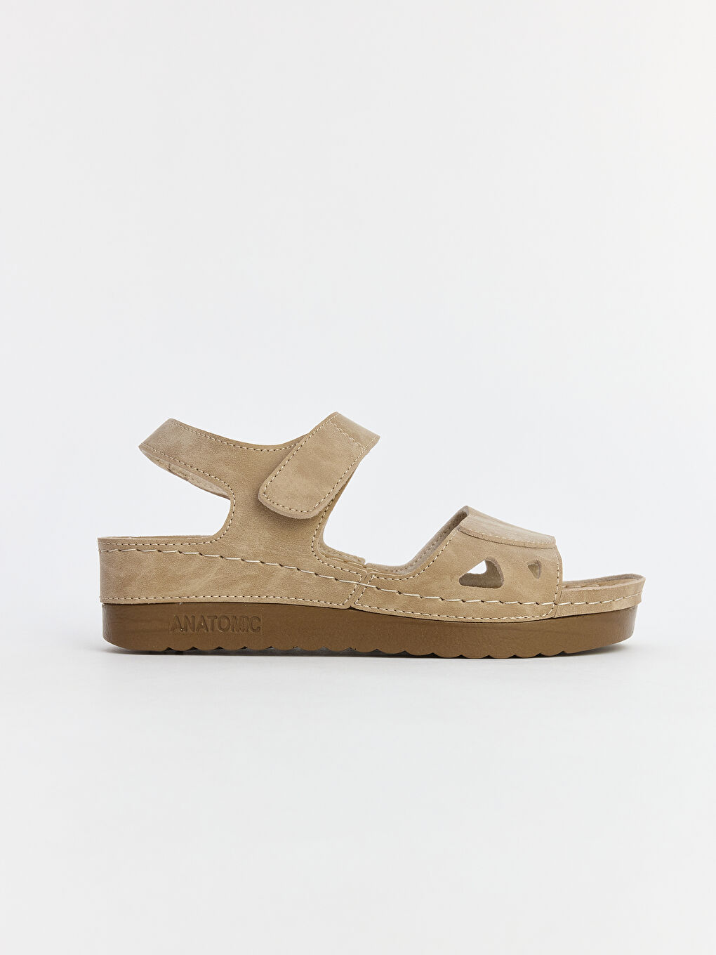 Bej Süet Görünümlü Kadın Sandalet-1