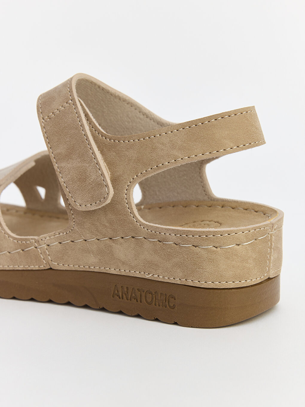 Bej Süet Görünümlü Kadın Sandalet-3