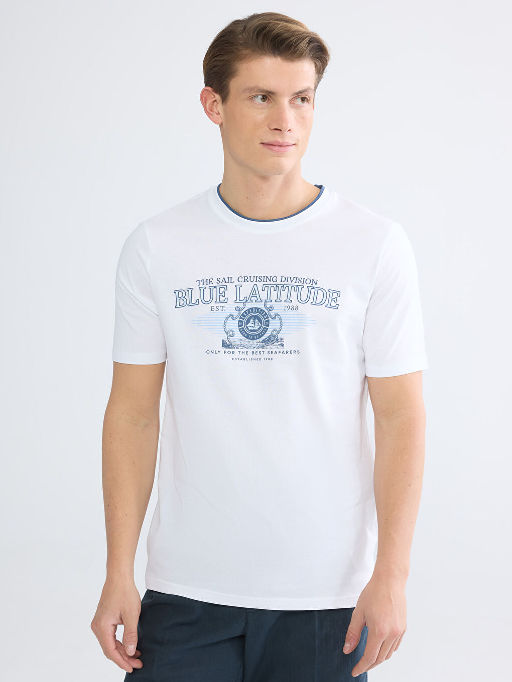 Bisiklet Yaka Erkek Baskılı Tişört