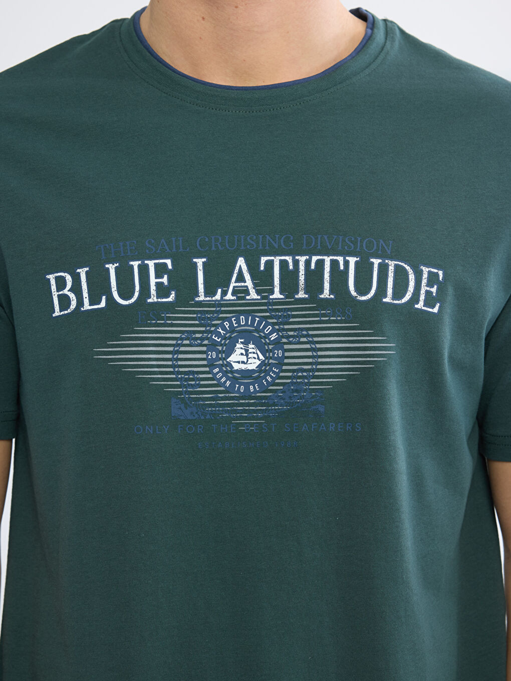 Bisiklet Yaka Erkek Baskılı Tişört-2