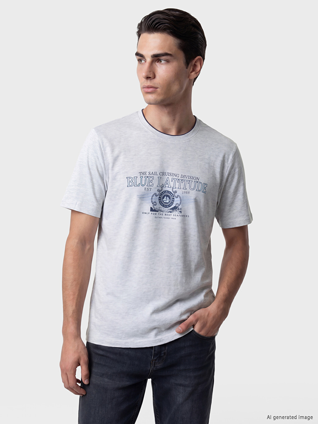 Crew Neck Men's Printed T-Shirt