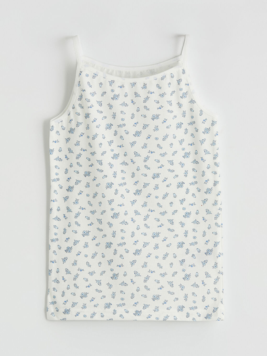 Beyaz Kare Yaka Çiçekli Kız Çocuk Atlet 2'li-1