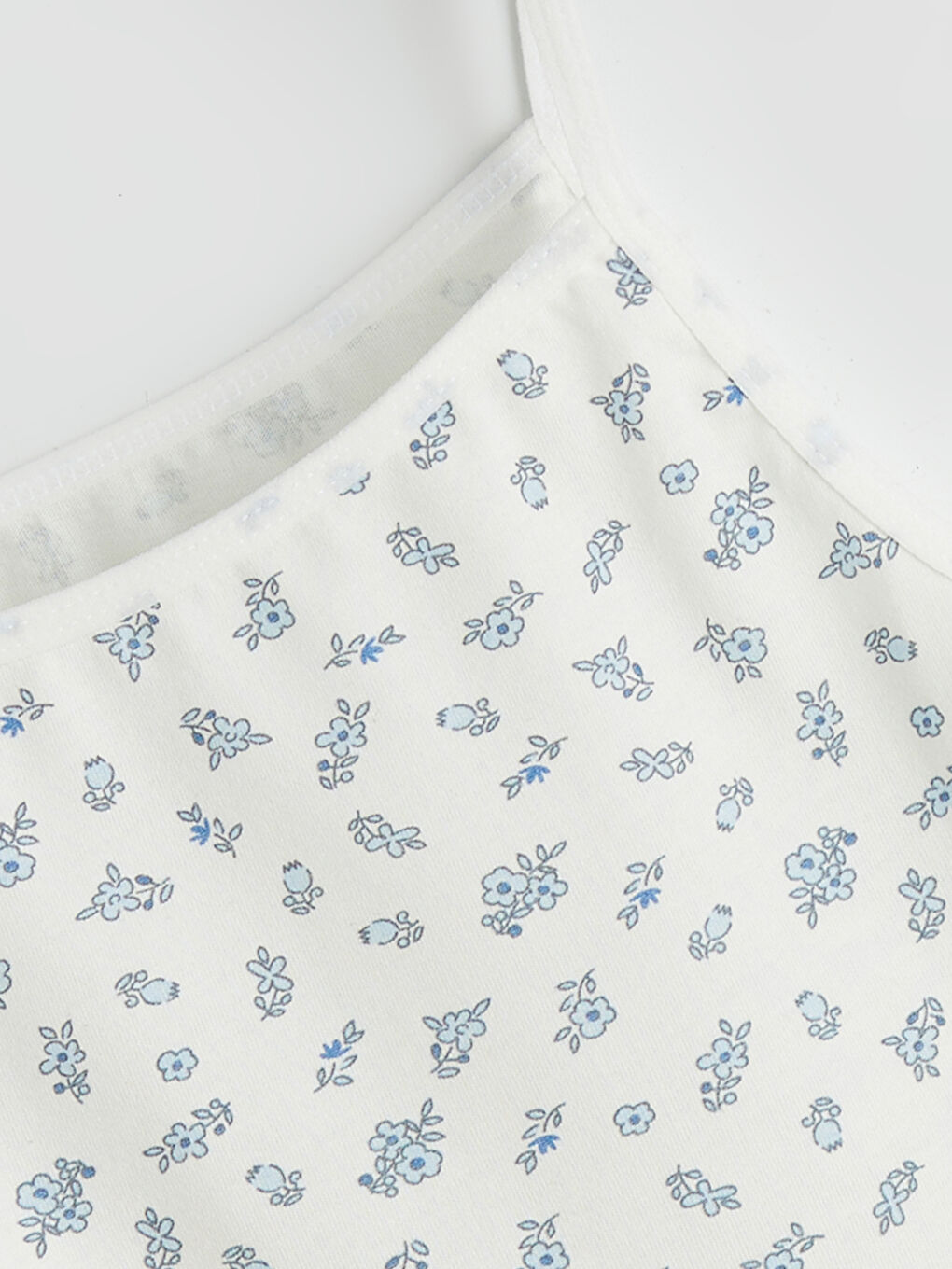 Beyaz Kare Yaka Çiçekli Kız Çocuk Atlet 2'li-2