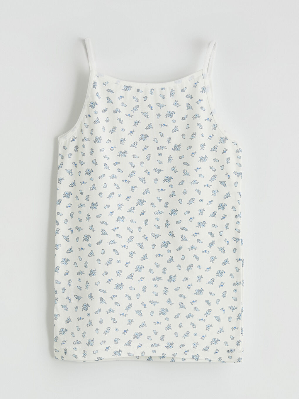 Beyaz Kare Yaka Çiçekli Kız Çocuk Atlet 2'li-3