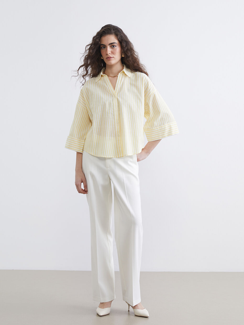 Striped Oversized Women's Shirt-1