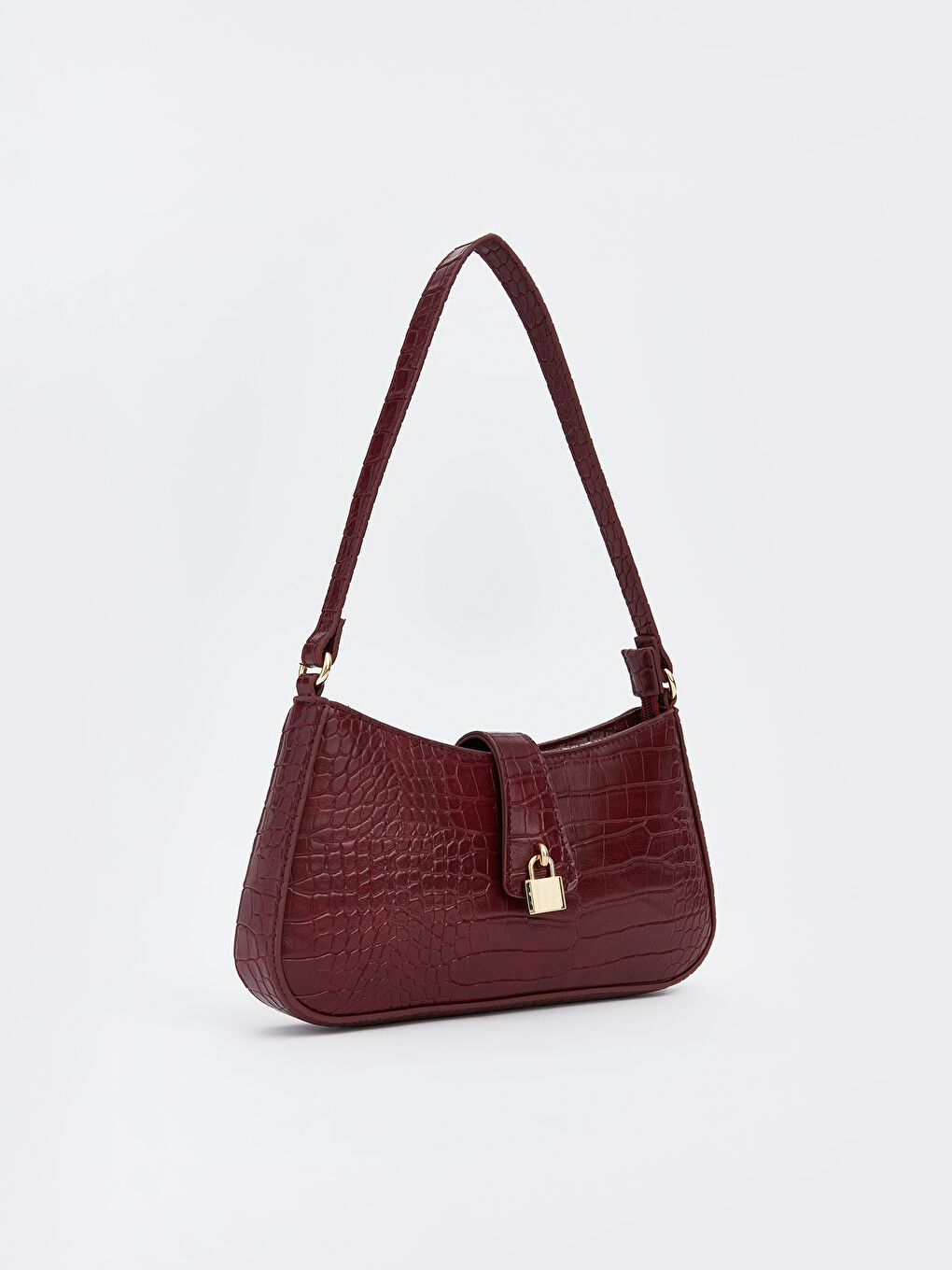 Croco-Embossed Shoulder Bag-1