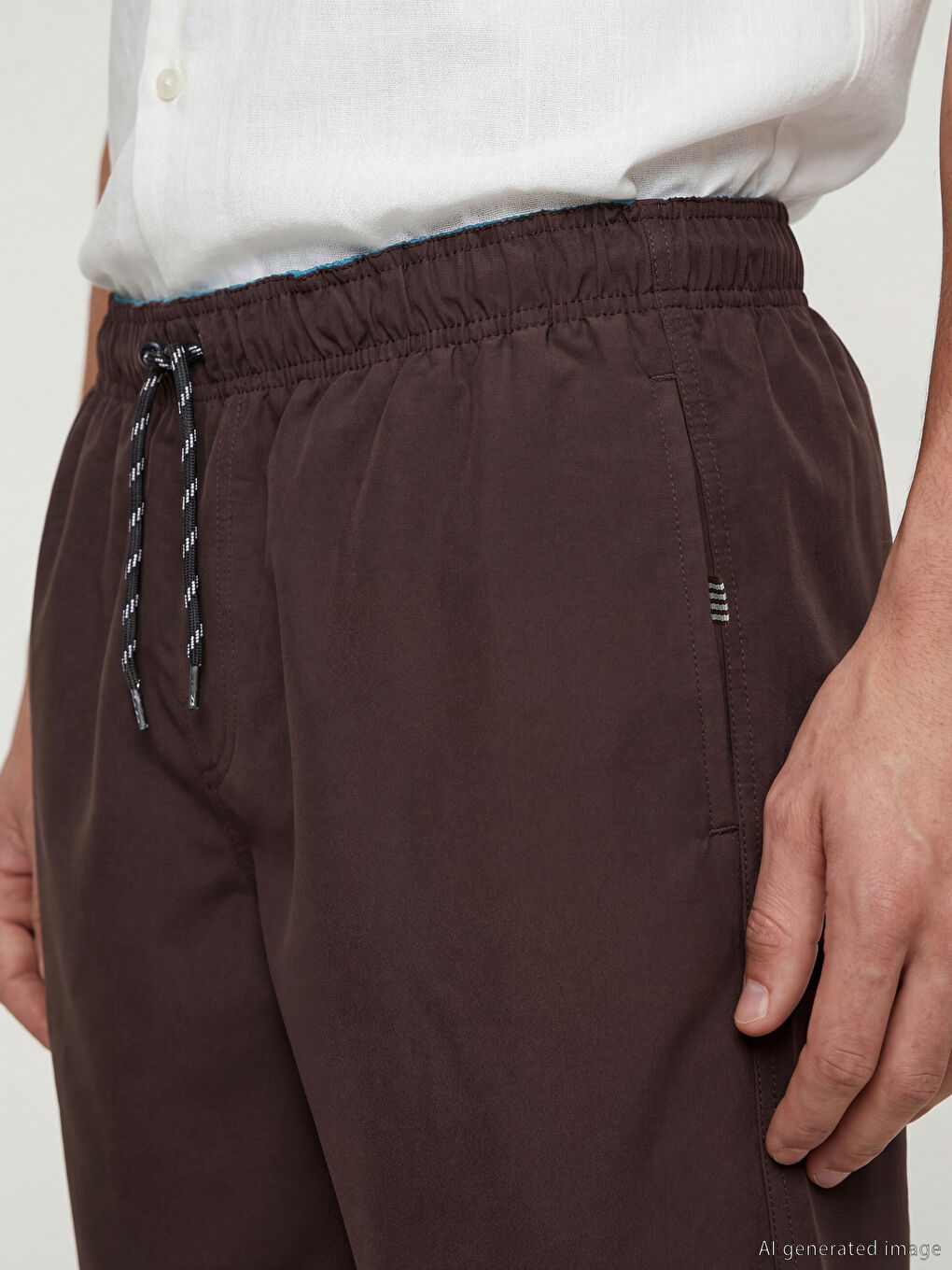 Kahverengi Kısa Boy Erkek Deniz Şortu-2