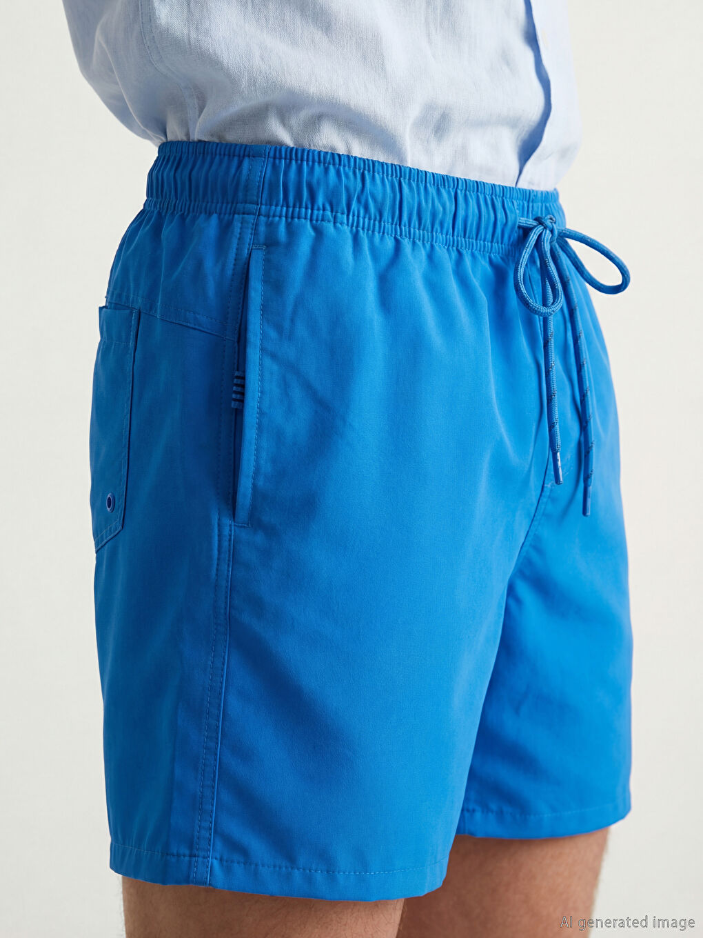 Mavi Kısa Boy Erkek Deniz Şortu-2