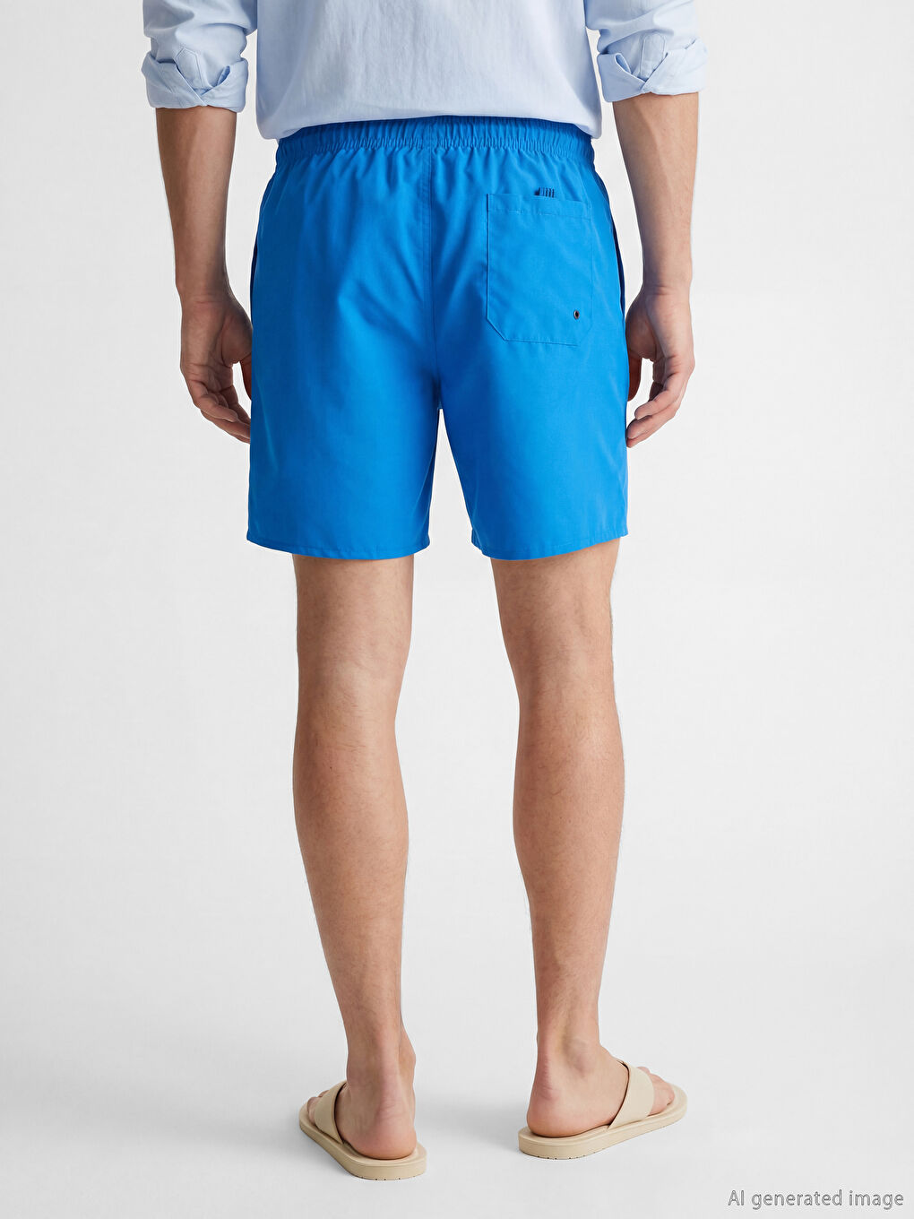 Mavi Kısa Boy Erkek Deniz Şortu-3