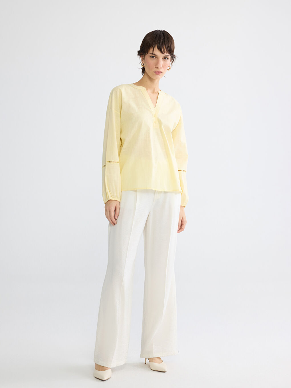 Asymmetric Neckline Oversized Textured Blouse-1