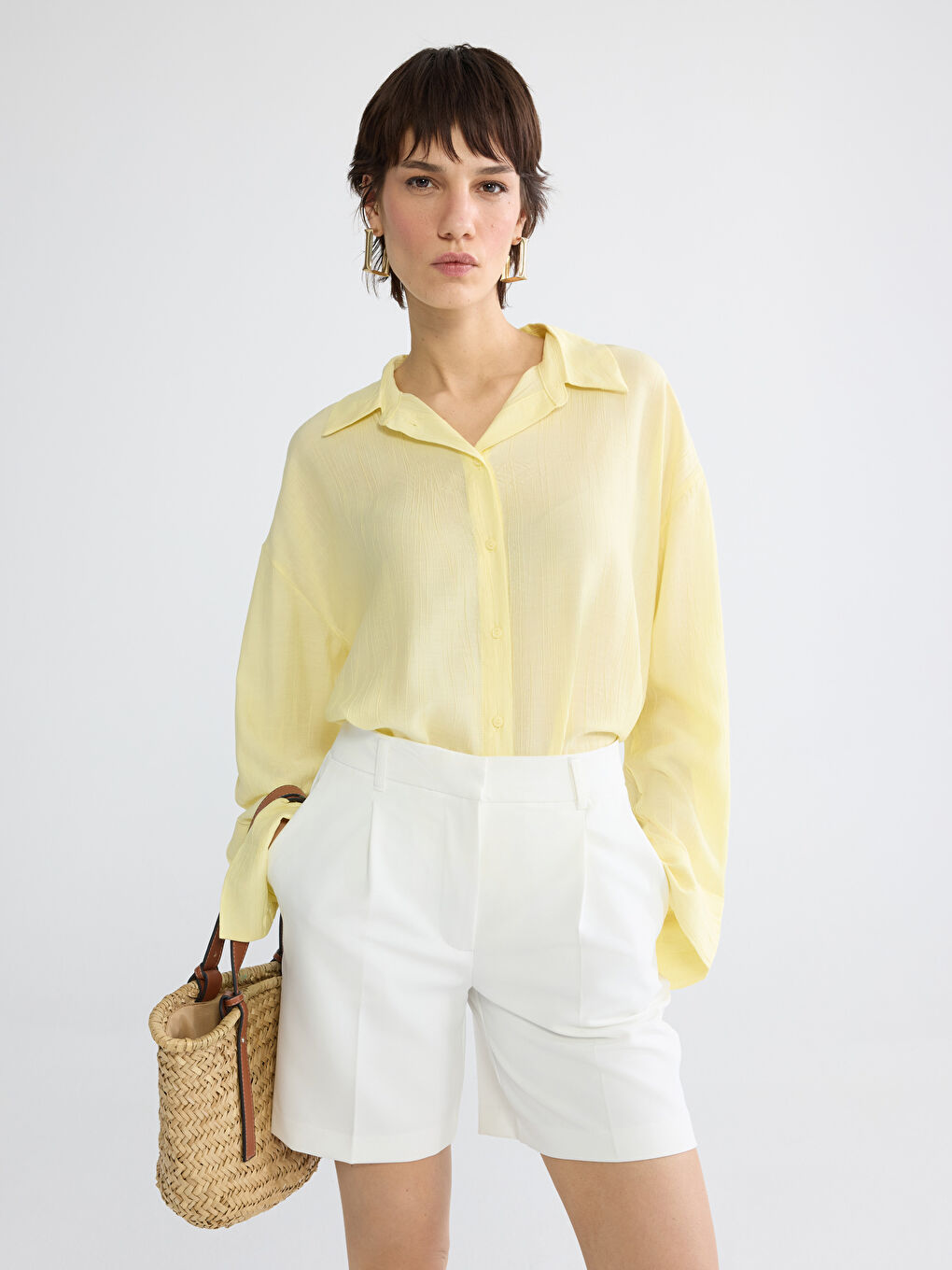 Textured Oversized Women's Shirt