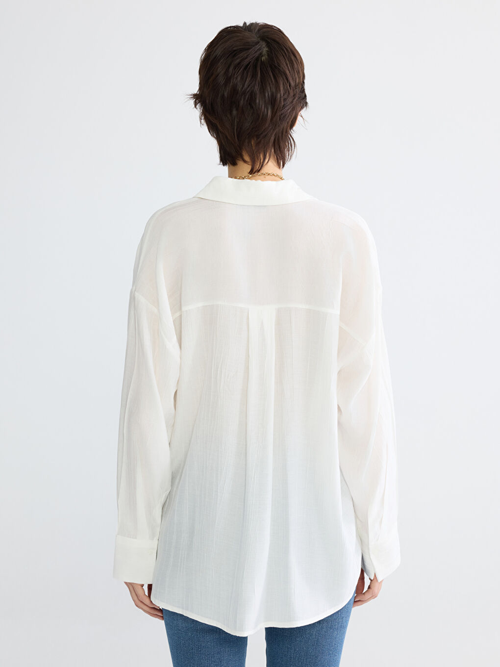 Textured Oversized Women's Shirt-3