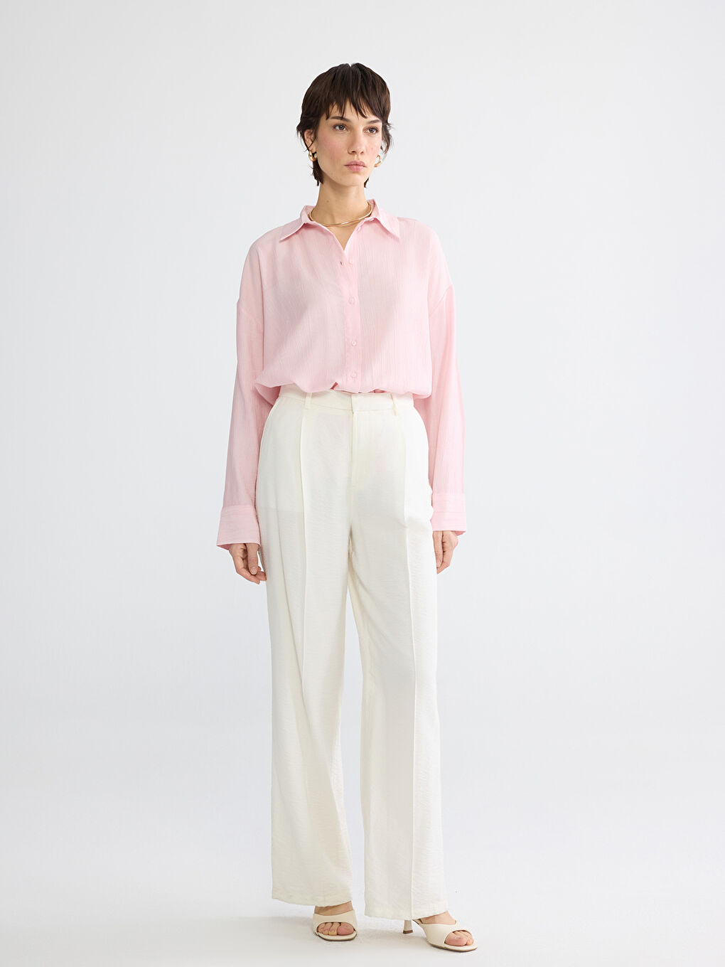 Textured Oversized Women's Shirt-1