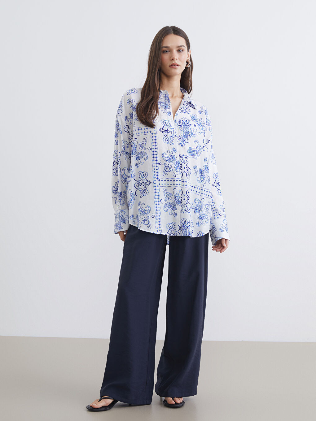 Patterned Oversized Women's Shirt-1