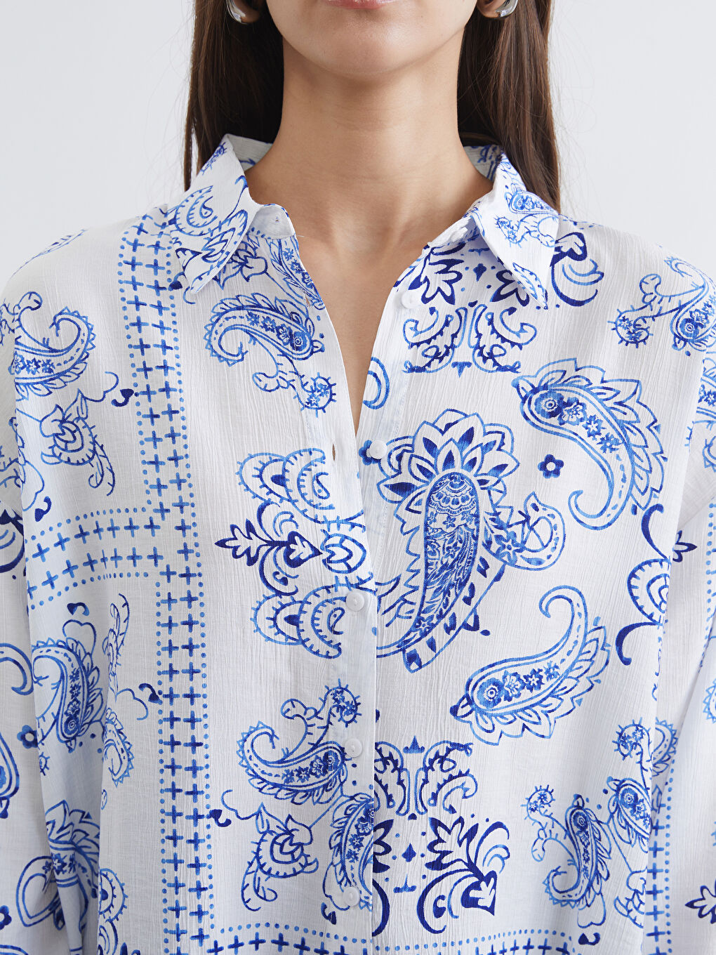 Patterned Oversized Women's Shirt-2