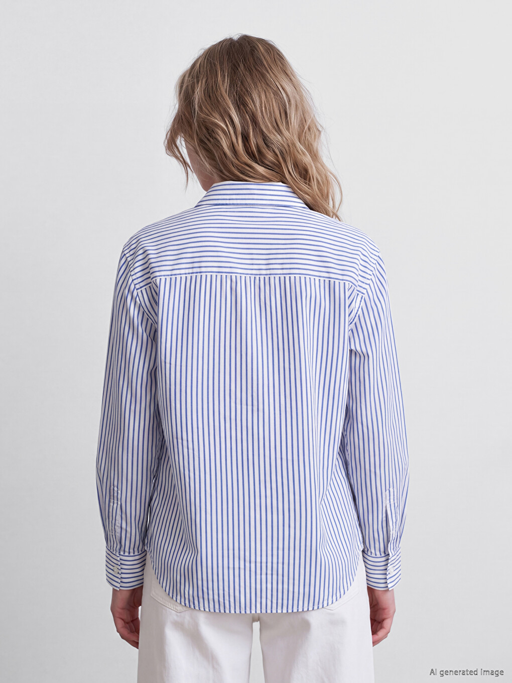 Striped Oversize Poplin Women's Shirt-3