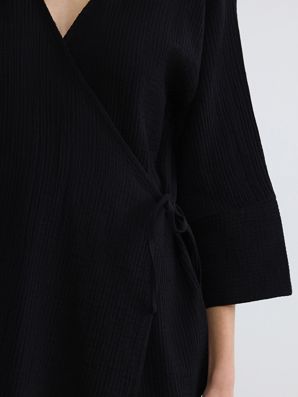 Textured Wrap-Front Kimono-2