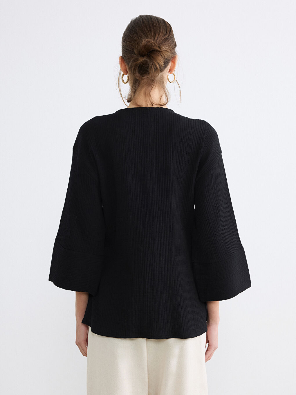 Textured Wrap-Front Kimono-3