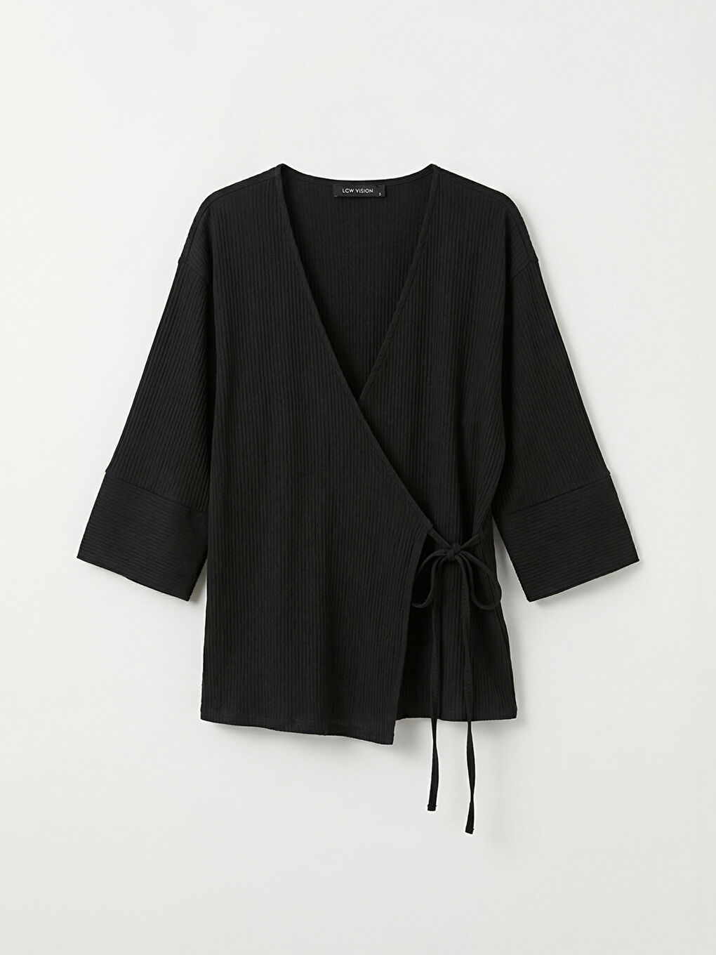 Textured Wrap-Front Kimono-4