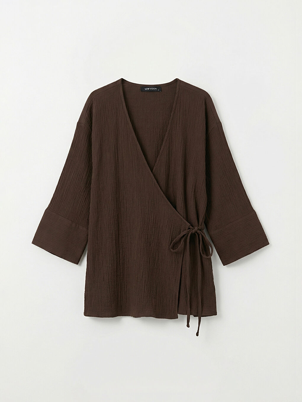 Textured Women's Kimono with a Wrap Collar-4